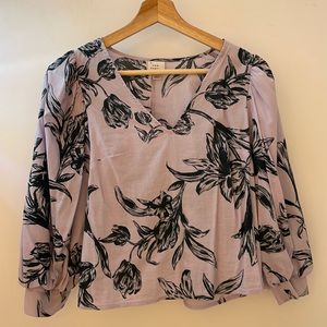 A New Day Printed Puff Blouse
